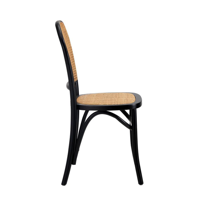 Set of Two Rialto Vintage Wooden Rattan Classic Dining Chairs | Stylish Retro Wooden Kitchen Dining Chairs