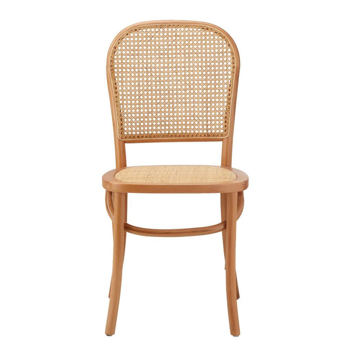 Set of Two Rialto Vintage Wooden Rattan Classic Dining Chairs | Stylish Retro Wooden Kitchen Dining Chairs