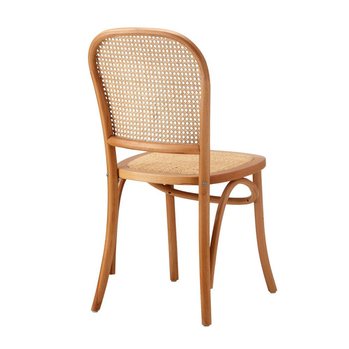 Set of Two Rialto Vintage Wooden Rattan Classic Dining Chairs | Stylish Retro Wooden Kitchen Dining Chairs