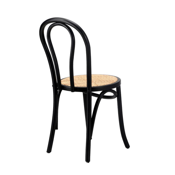 Set of Two Maruzzi Vintage Wooden Rattan Arched Dining Chairs | Stylish Retro Wooden Kitchen Dining Chairs