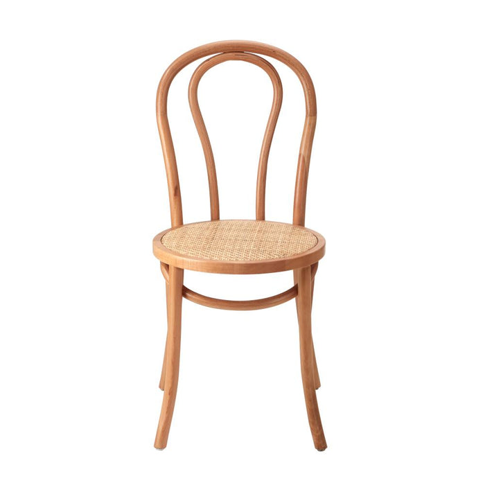 Set of Two Maruzzi Vintage Wooden Rattan Arched Dining Chairs | Stylish Retro Wooden Kitchen Dining Chairs
