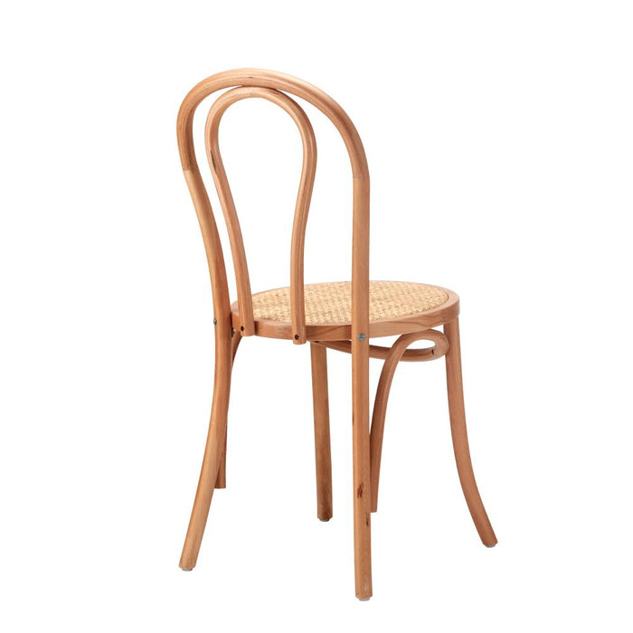 Set of Two Maruzzi Vintage Wooden Rattan Arched Dining Chairs | Stylish Retro Wooden Kitchen Dining Chairs
