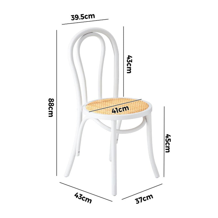 Set of Two Maruzzi Vintage Wooden Rattan Arched Dining Chairs | Stylish Retro Wooden Kitchen Dining Chairs
