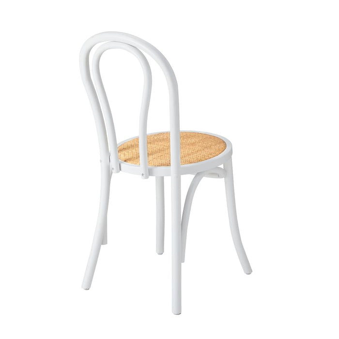 Set of Two Maruzzi Vintage Wooden Rattan Arched Dining Chairs | Stylish Retro Wooden Kitchen Dining Chairs