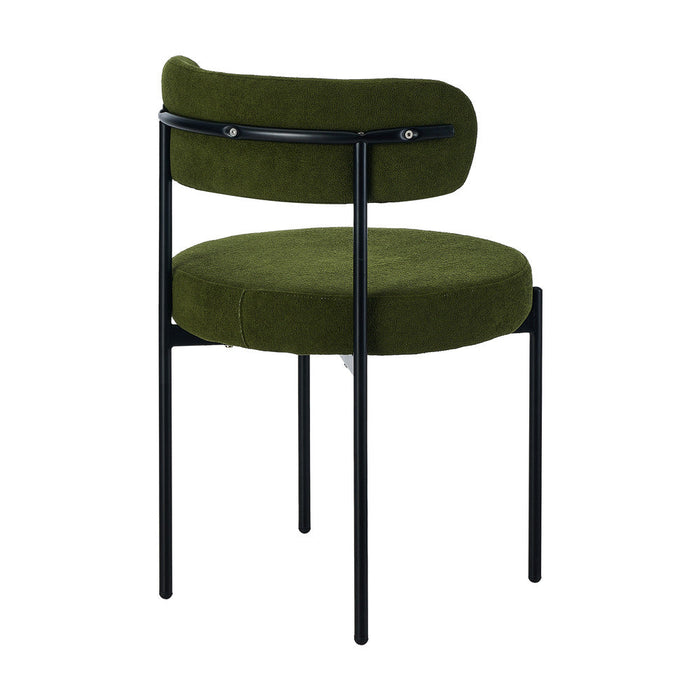 Set of Two Juniper Retro Round Boucle Dining Chairs | Sleek Modern Curved Boucle Fabric Dining Chair Set