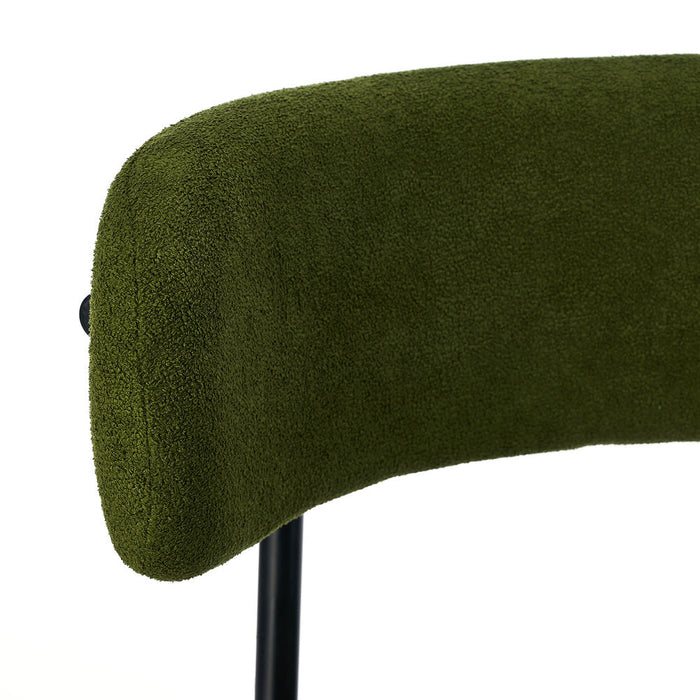 Set of Two Juniper Retro Round Boucle Dining Chairs | Sleek Modern Curved Boucle Fabric Dining Chair Set