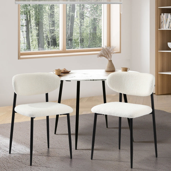 Set of Two Lexi Teddy Boucle Fabric Dining Chairs | Premium Boucle or Fabric Dining Chair Set