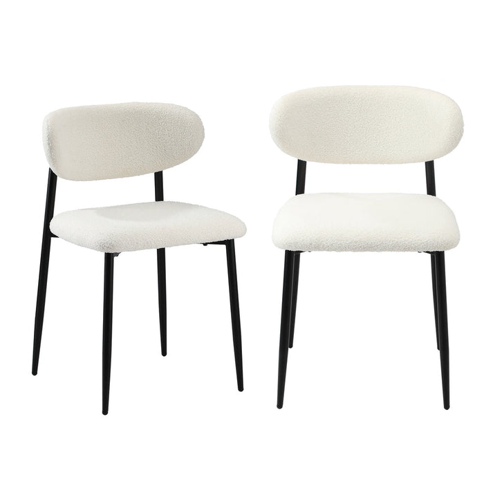Set of Two Lexi Teddy Boucle Fabric Dining Chairs | Premium Boucle or Fabric Dining Chair Set