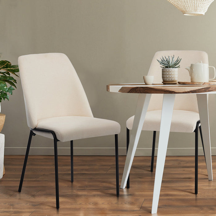 Set of Two Alegro Plush Chenille Fabric Dining Chairs | Premium Soft Touch Fabric Dining Chair Set