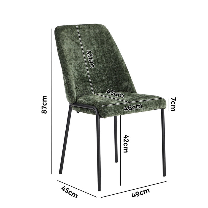 Set of Two Alegro Plush Chenille Fabric Dining Chairs | Premium Soft Touch Fabric Dining Chair Set