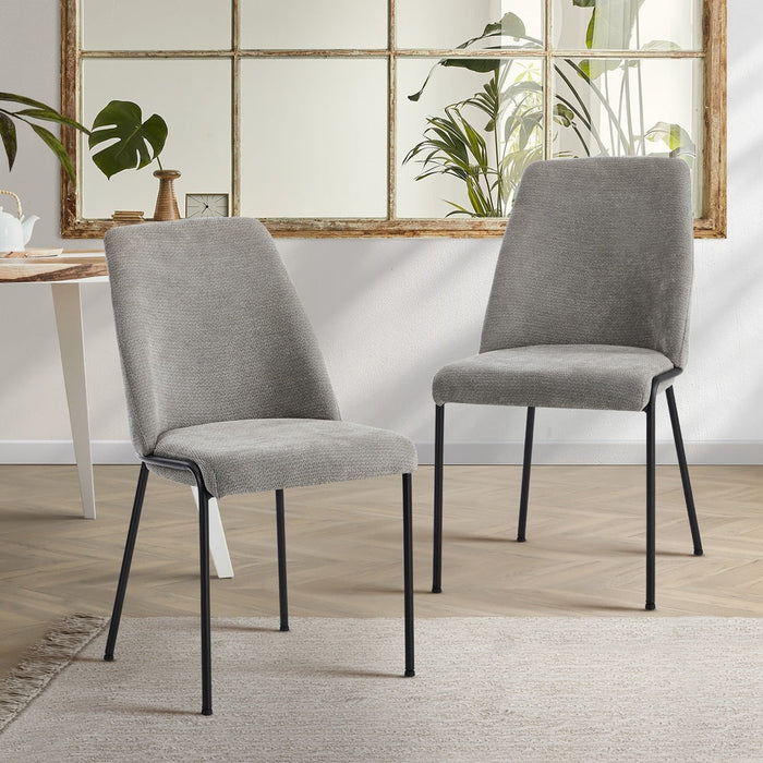Set of Two Alegro Plush Chenille Fabric Dining Chairs | Premium Soft Touch Fabric Dining Chair Set