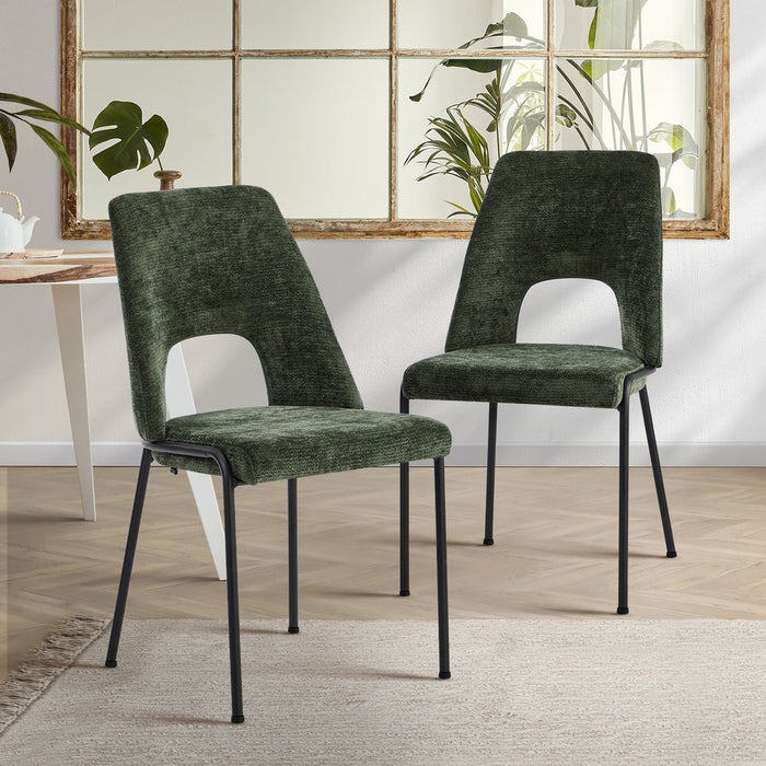 Set of Two Aspire Plush Chenille Fabric Dining Chairs | Premium  Fabric Dining Chair Set
