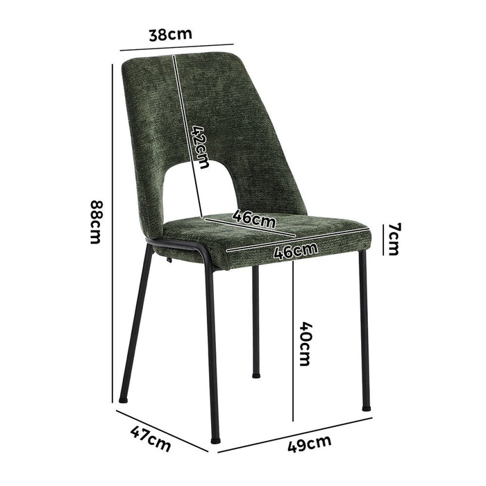 Set of Two Aspire Plush Chenille Fabric Dining Chairs | Premium  Fabric Dining Chair Set