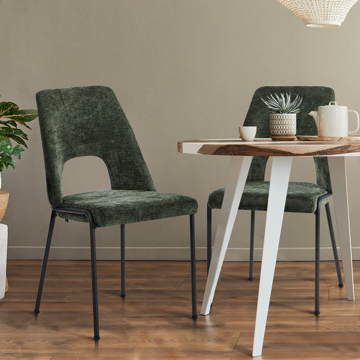 Set of Two Aspire Plush Chenille Fabric Dining Chairs | Premium  Fabric Dining Chair Set