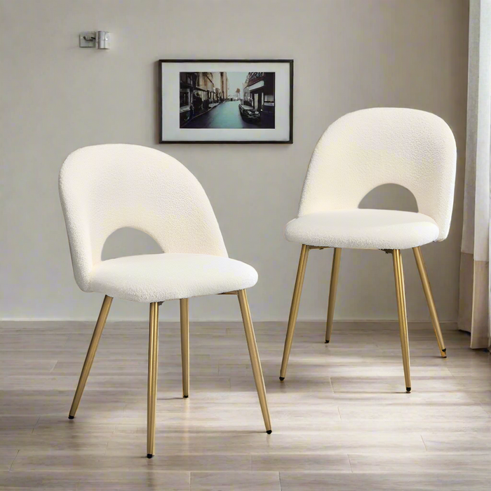 Set of Two Teddy Lilo Boucle Fabric Dining Chairs | Premium Boucle Fabric Dining Chair Set