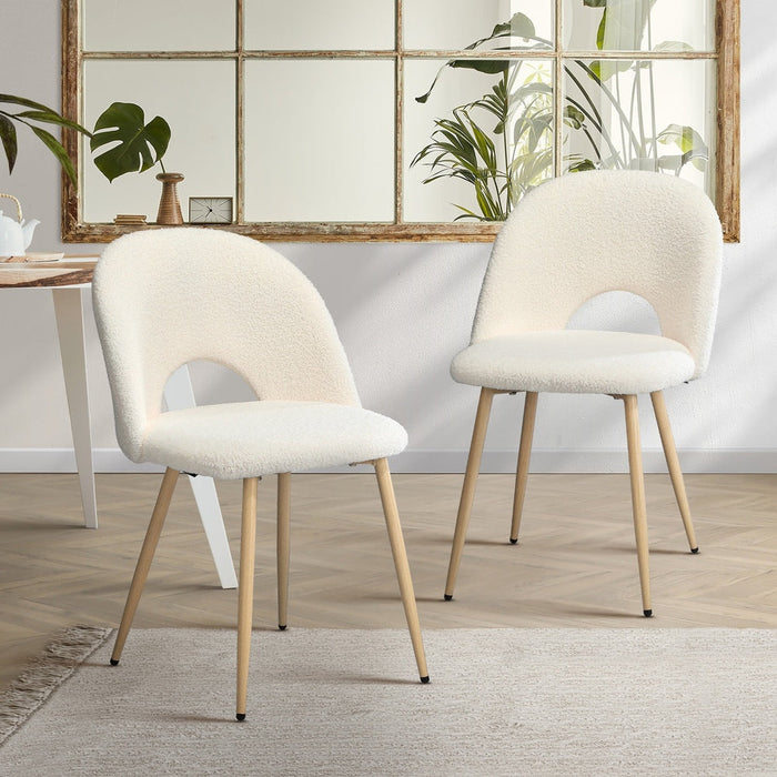 Set of Two Teddy Lilo Boucle Fabric Dining Chairs | Premium Boucle Fabric Dining Chair Set