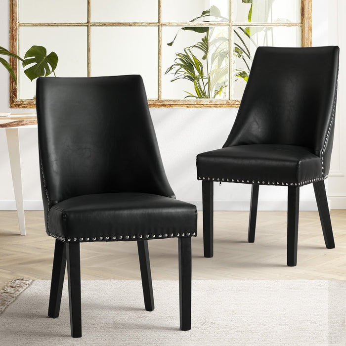 Set of Two Bordeaux Soft Padded Dining Chairs | Premium French Provincial Look Studded Dining Chairs
