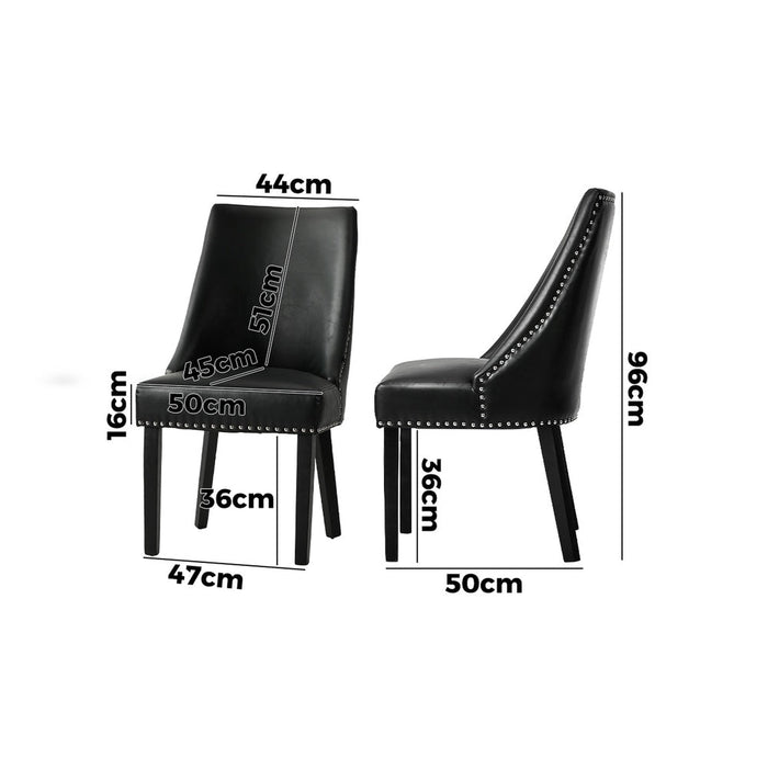 Set of Two Bordeaux Soft Padded Dining Chairs | Premium French Provincial Look Studded Dining Chairs