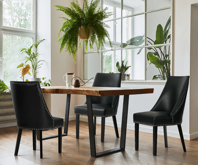 Set of Two Bordeaux Soft Padded Dining Chairs | Premium French Provincial Look Studded Dining Chairs