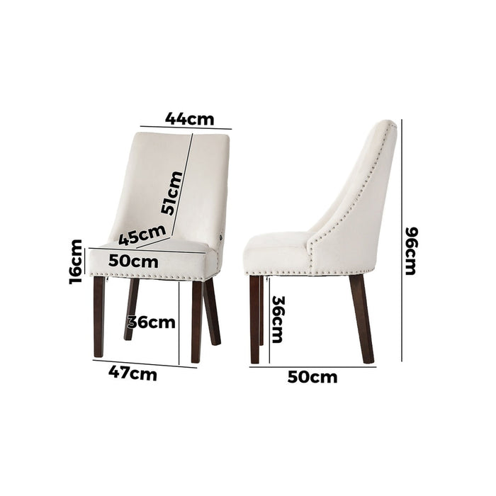 Set of Two Bordeaux Soft Padded Dining Chairs | Premium French Provincial Look Studded Dining Chairs