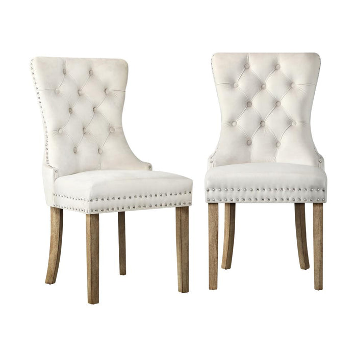 Set of Two Amelia Velet Soft Tufted Dining Chairs | French Provincial Plush Dining Chair Set