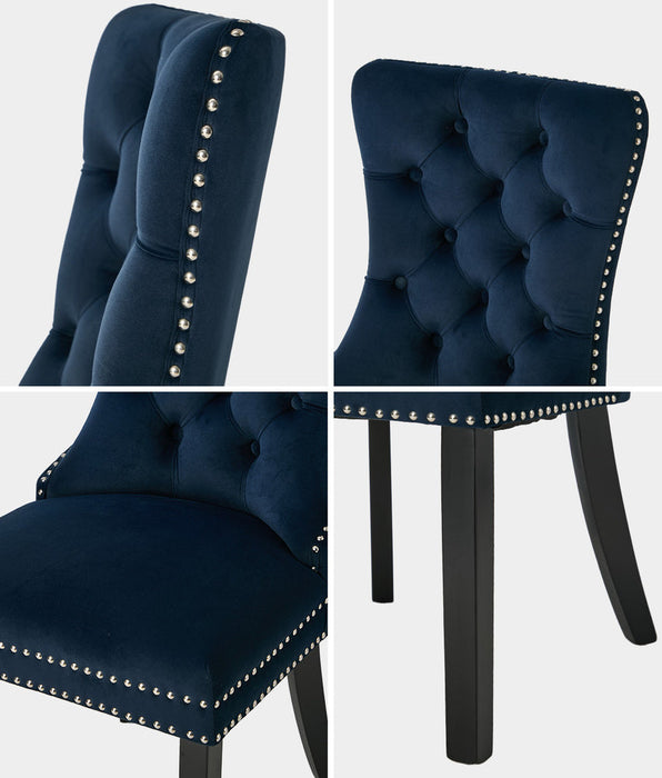 Set of Two Amelia Velet Soft Tufted Dining Chairs | French Provincial Plush Dining Chair Set