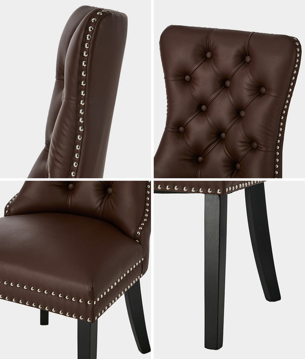 Set of Two Amelia Velet Soft Tufted Dining Chairs | French Provincial Plush Dining Chair Set