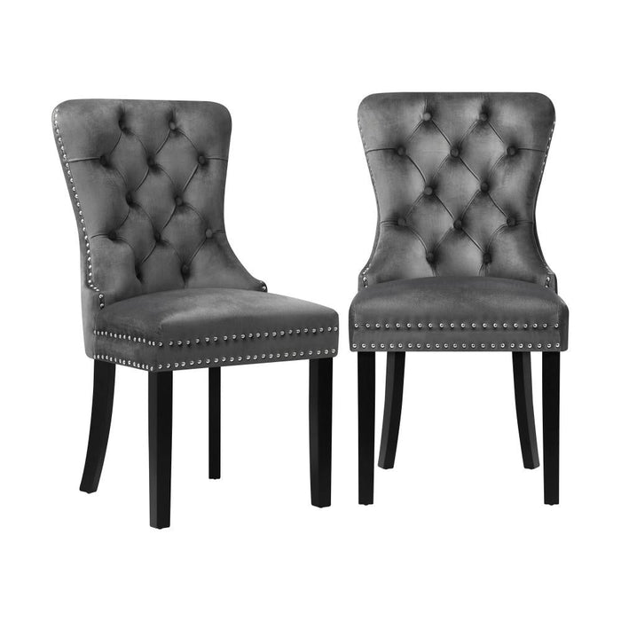 Set of Two Amelia Velet Soft Tufted Dining Chairs | French Provincial Plush Dining Chair Set
