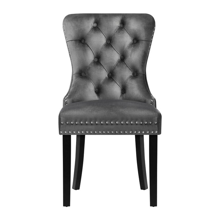 Set of Two Amelia Velet Soft Tufted Dining Chairs | French Provincial Plush Dining Chair Set