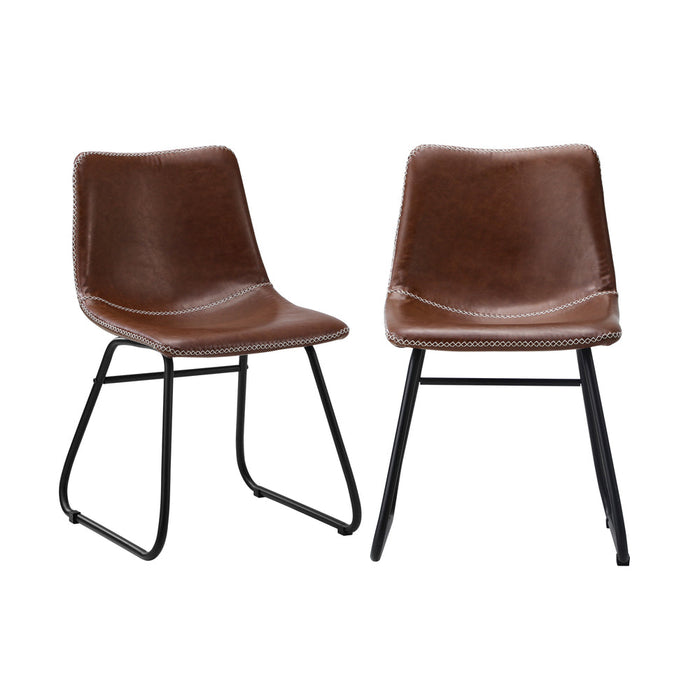 Set of 2 Sorrento PU Leather Soft Padded Dining Room Chairs | Slim PU Leather Modern Dining Chairs Set | 2 Colours