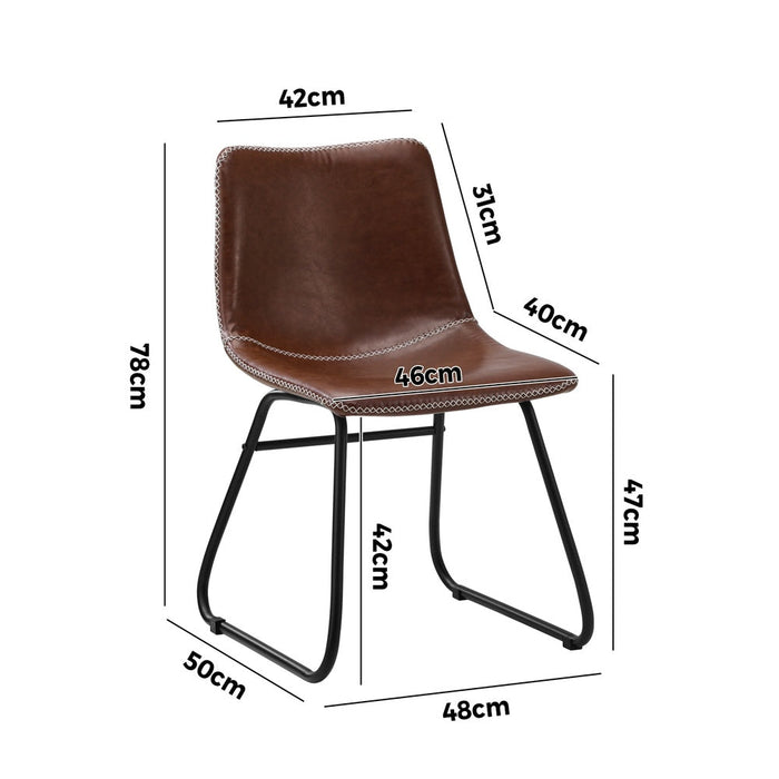 Set of 2 Sorrento PU Leather Soft Padded Dining Room Chairs | Slim PU Leather Modern Dining Chairs Set | 2 Colours