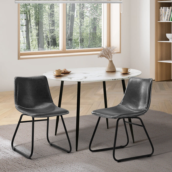 Set of 2 Sorrento PU Leather Soft Padded Dining Room Chairs | Slim PU Leather Modern Dining Chairs Set | 2 Colours