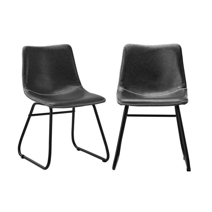 Set of 2 Sorrento PU Leather Soft Padded Dining Room Chairs | Slim PU Leather Modern Dining Chairs Set | 2 Colours