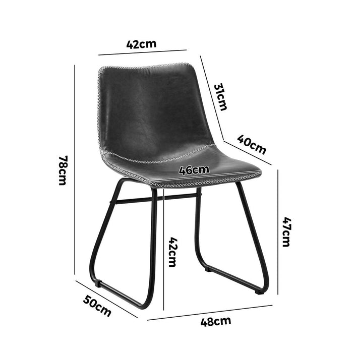 Set of 2 Sorrento PU Leather Soft Padded Dining Room Chairs | Slim PU Leather Modern Dining Chairs Set | 2 Colours