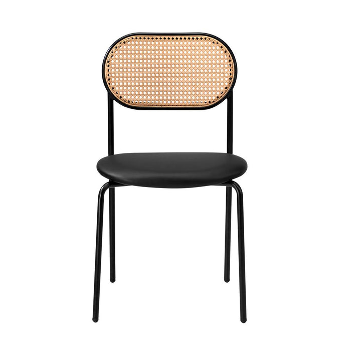 Set of Two Rearo Vintage Wooden Rattan Dining Chairs | Stylish Retro Wooden Kitchen Dining Chairs