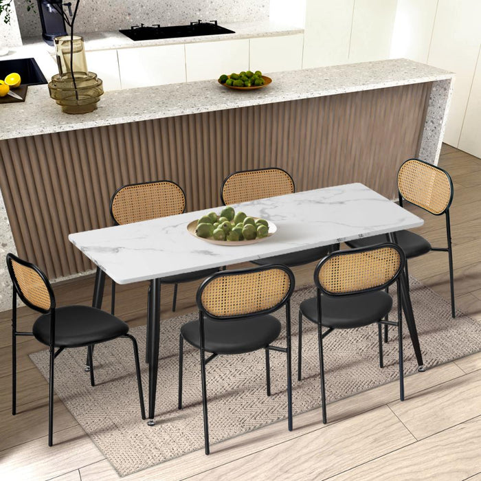 Set of Two Rearo Vintage Wooden Rattan Dining Chairs | Stylish Retro Wooden Kitchen Dining Chairs