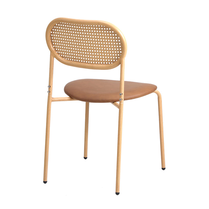 Set of Two Rearo Vintage Wooden Rattan Dining Chairs | Stylish Retro Wooden Kitchen Dining Chairs