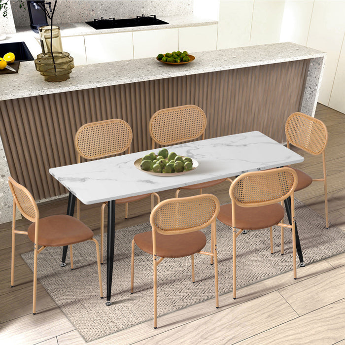 Set of Two Rearo Vintage Wooden Rattan Dining Chairs | Stylish Retro Wooden Kitchen Dining Chairs
