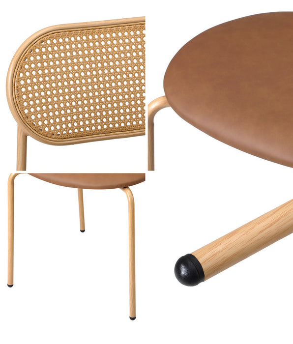 Set of Two Rearo Vintage Wooden Rattan Dining Chairs | Stylish Retro Wooden Kitchen Dining Chairs