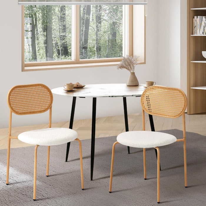 Set of Two Rearo Vintage Wooden Rattan Dining Chairs | Stylish Retro Wooden Kitchen Dining Chairs