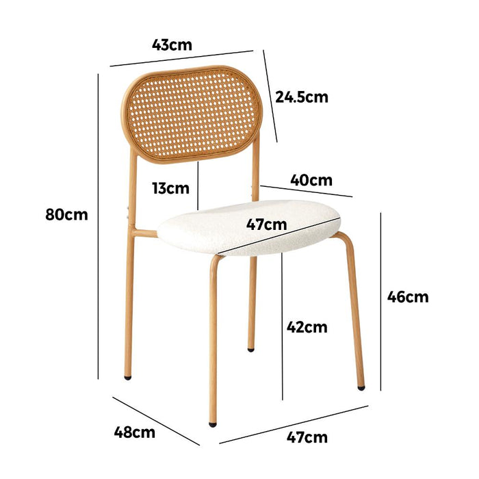 Set of Two Rearo Vintage Wooden Rattan Dining Chairs | Stylish Retro Wooden Kitchen Dining Chairs