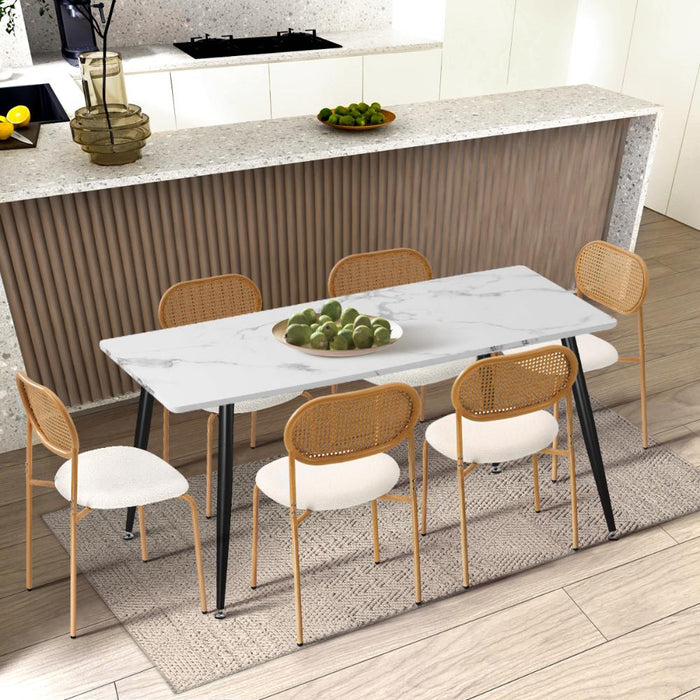 Set of Two Rearo Vintage Wooden Rattan Dining Chairs | Stylish Retro Wooden Kitchen Dining Chairs
