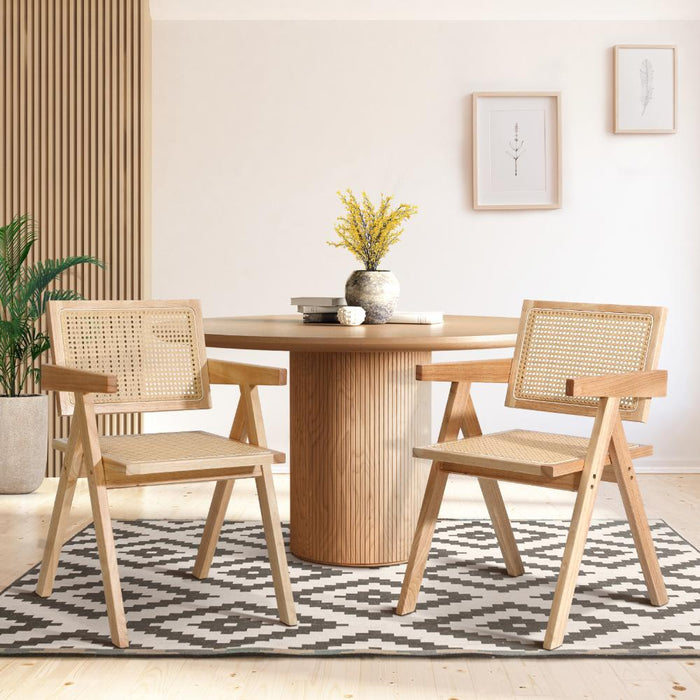 Set of Two Amolfo Designer Dining Chairs | Retro Style Wooden Variety Dining Chairs