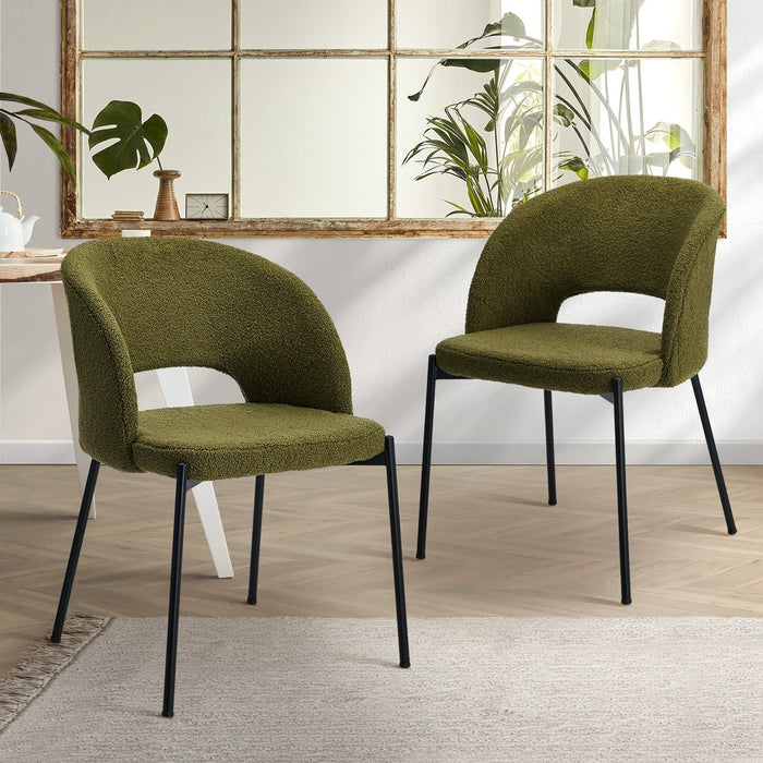 Set of Two Teddy Millie Boucle Fabric Dining Chairs | Premium Boucle or Fabric Dining Chair Set