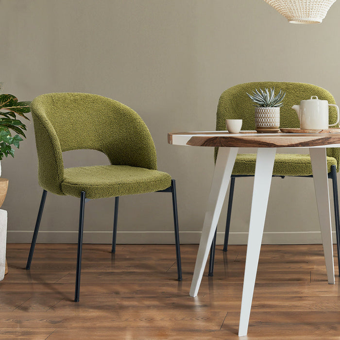 Set of Two Teddy Millie Boucle Fabric Dining Chairs | Premium Boucle or Fabric Dining Chair Set