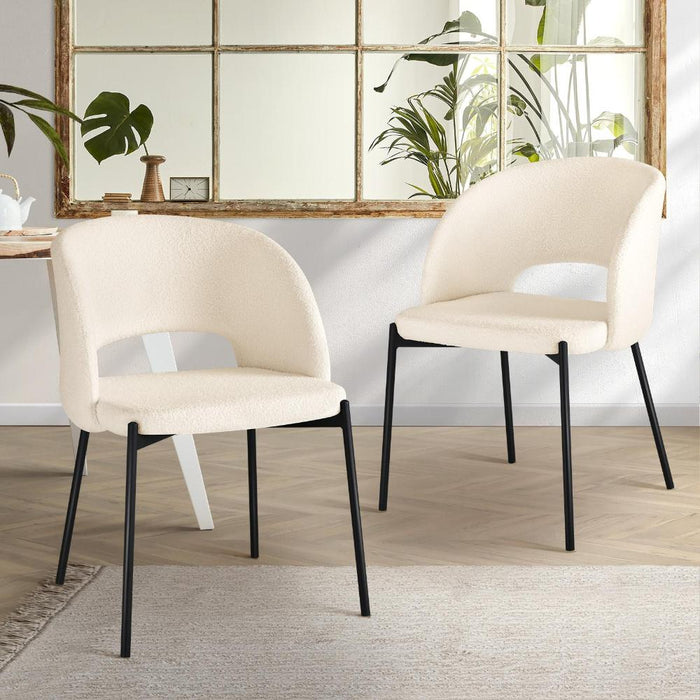 Set of Two Teddy Millie Boucle Fabric Dining Chairs | Premium Boucle or Fabric Dining Chair Set