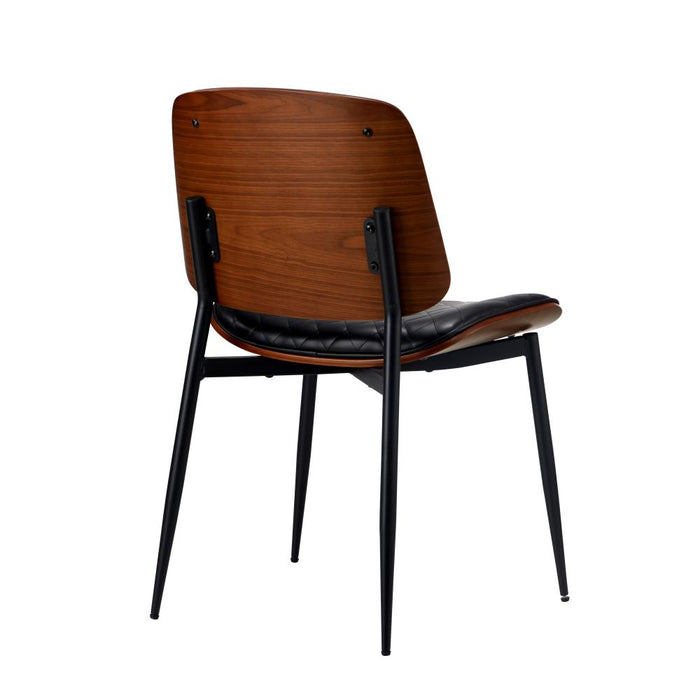Set of Two Miami Eamos PU Leather Metal Dining Chairs | Retro Metal Wood PU Leather Dining Chair Set