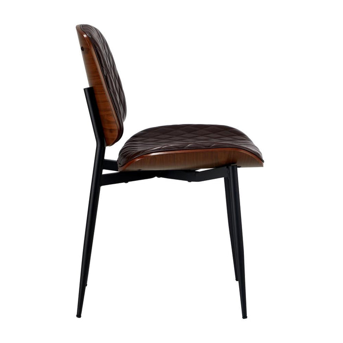 Set of Two Miami Eamos PU Leather Metal Dining Chairs | Retro Metal Wood PU Leather Dining Chair Set