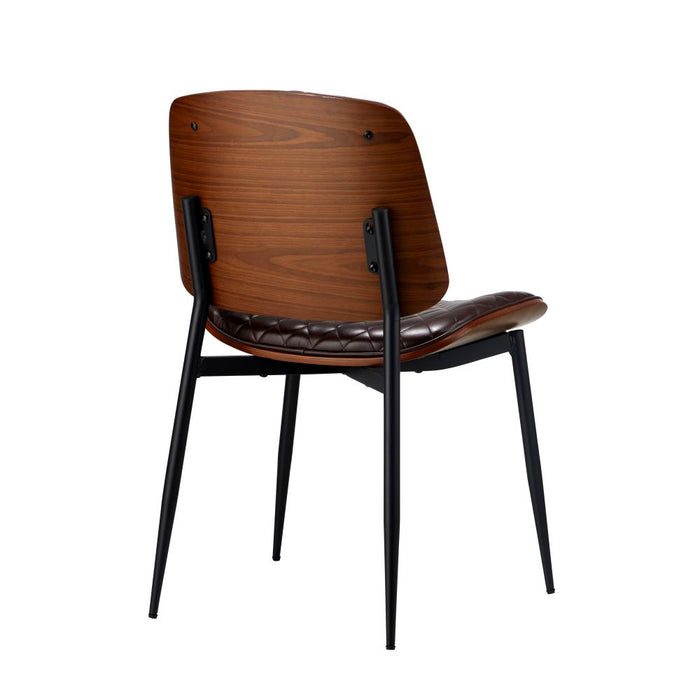 Set of Two Miami Eamos PU Leather Metal Dining Chairs | Retro Metal Wood PU Leather Dining Chair Set