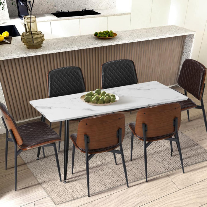 Set of Two Miami Eamos PU Leather Metal Dining Chairs | Retro Metal Wood PU Leather Dining Chair Set